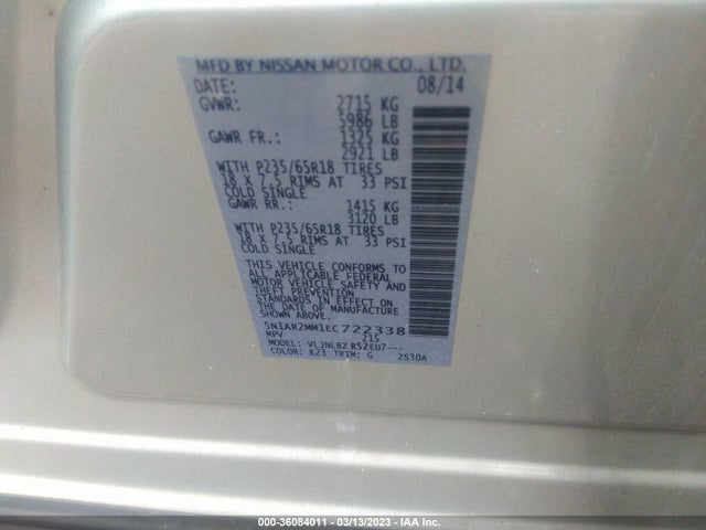 Nissan Pathfinder S 2014 5N1AR2MM1EC722338 Image 10