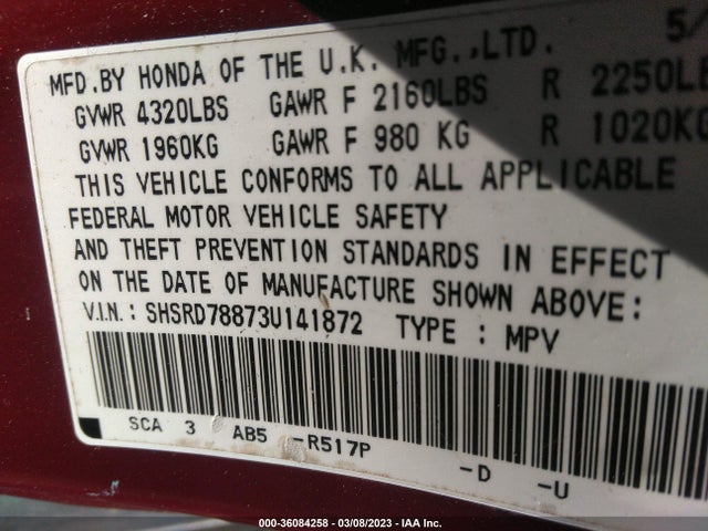 Honda CR-V EX 2003 SHSRD78873U141872 Image 10