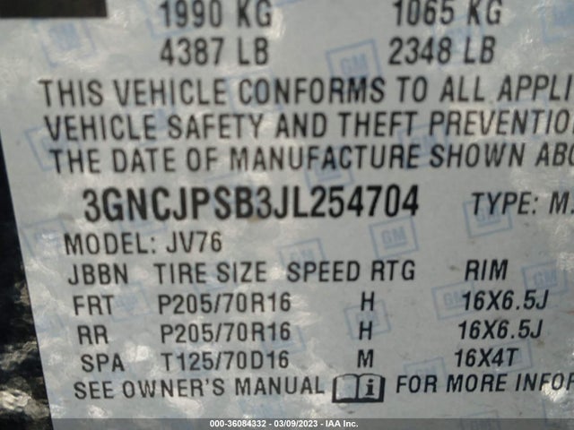 Chevrolet Trax Lt 2018 3GNCJPSB3JL254704 Image 11