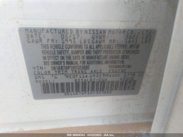 3N1AB7AP1HY329880 Nissan SENTRA S
