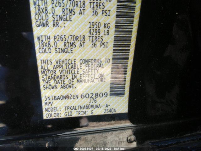 5N1BA0ND2EN602809 Nissan ARMADA SV