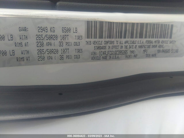 1C4RJFCG1GC395265 Jeep Grand Cherokee High Altitude