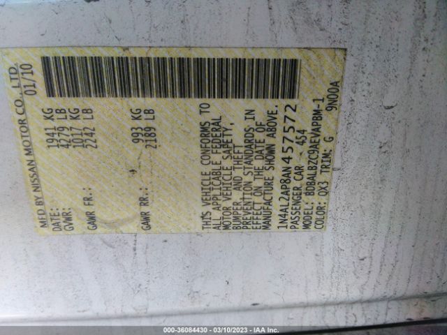 1N4AL2AP8AN457572 Nissan Altima 2.5 Sl