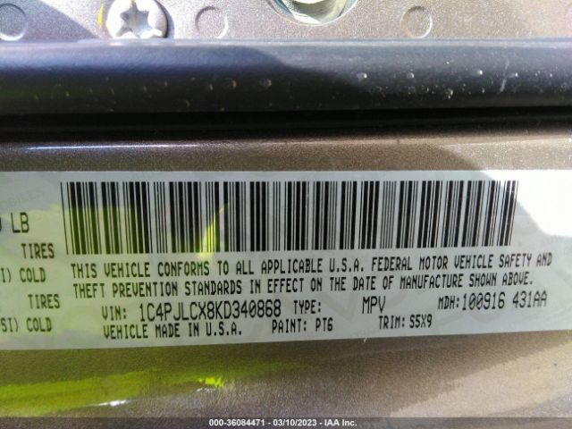 1C4PJLCX8KD340868 Jeep Cherokee Latitude