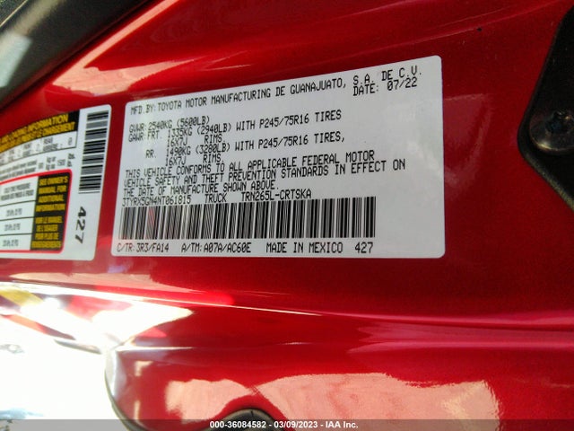 Toyota Tacoma 2wd Sr/sr5 2022 3TYRX5GN4NT061815 Image 10