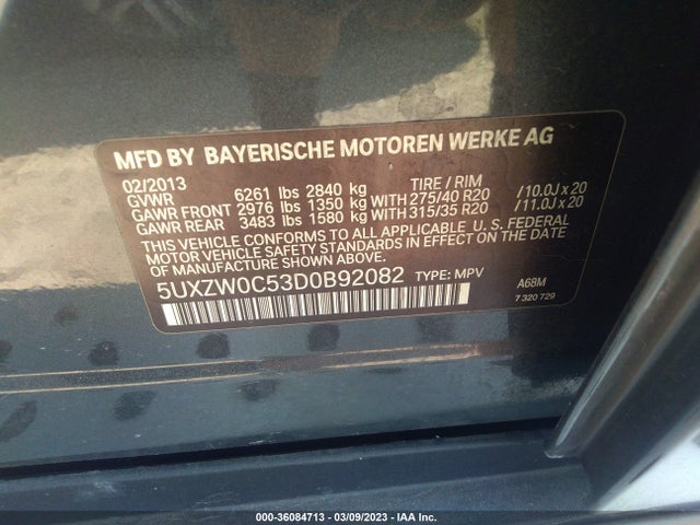 BMW X5 Xdrive35d 2013 5UXZW0C53D0B92082 Image 9
