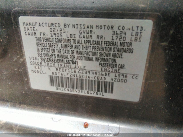 Nissan VERSA SV 2021 3N1CN8EVXML867841 Image 9