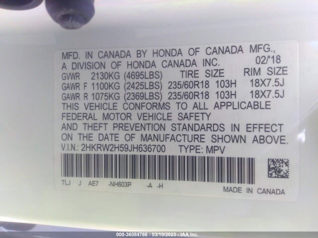 Honda CR-V EX 2018 2HKRW2H59JH636700 Image 10