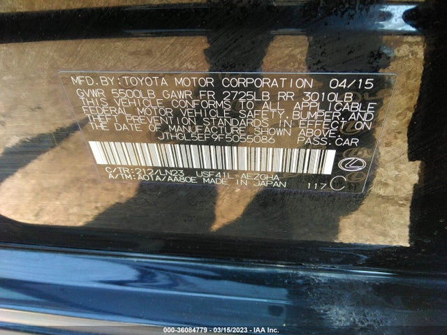 2015 Lexus LS, VIN: JTHGL5EF9F5055086