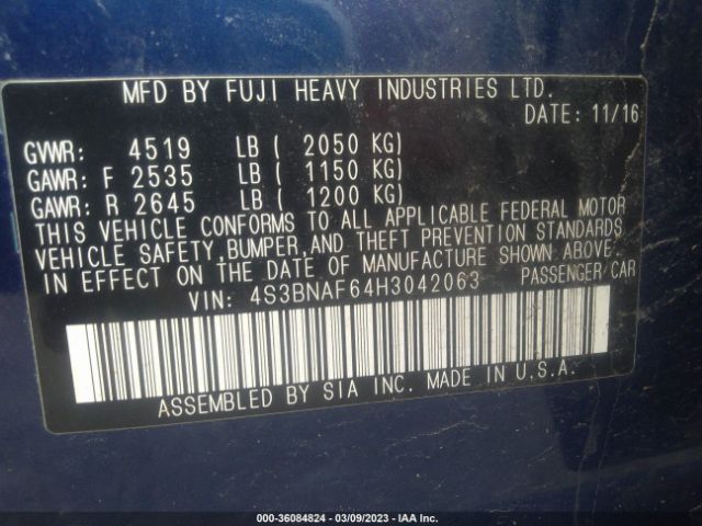 4S3BNAF64H3042063 Subaru Legacy Premium