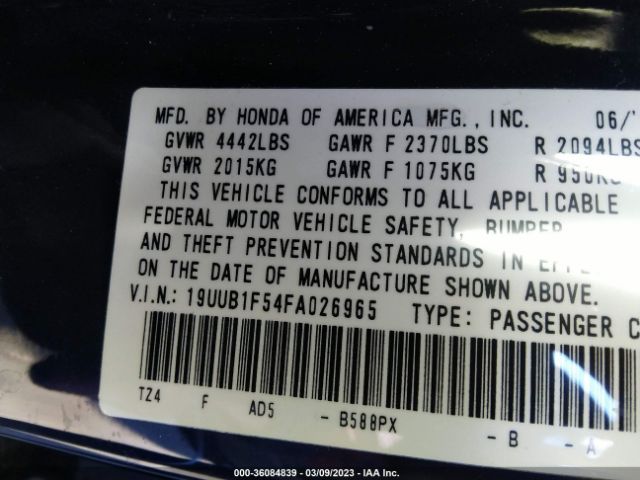 19UUB1F54FA026965 Acura TLX TECH