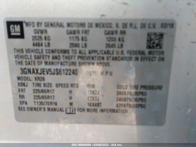 Chevrolet EQUINOX LT 2018 3GNAXJEV5JS612240 Image 9