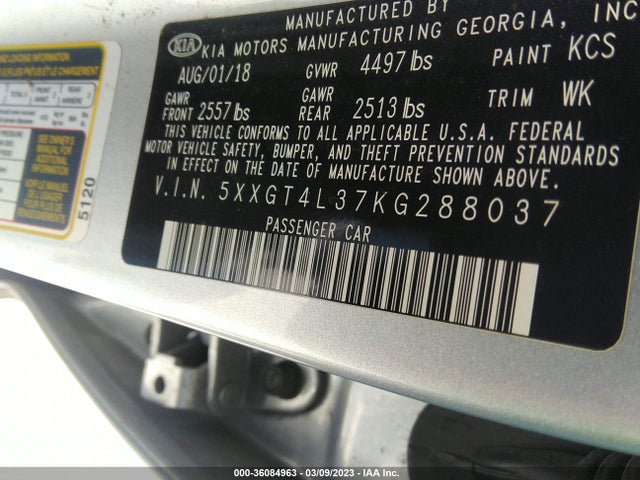 KIA Optima Lx 2019 5XXGT4L37KG288037 Image 9