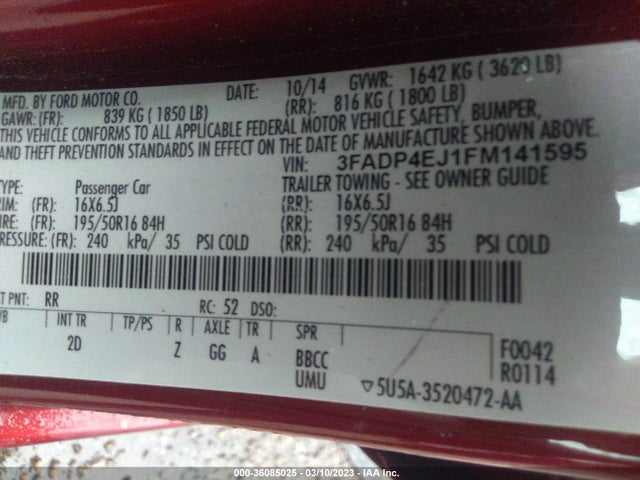 Ford FIESTA SE 2015 3FADP4EJ1FM141595 Image 11