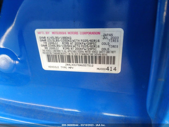 JA4LX31F84U007512 Mitsubishi Outlander Ls