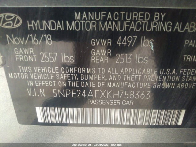 Hyundai SONATA SE 2019 5NPE24AFXKH758363 Image 10