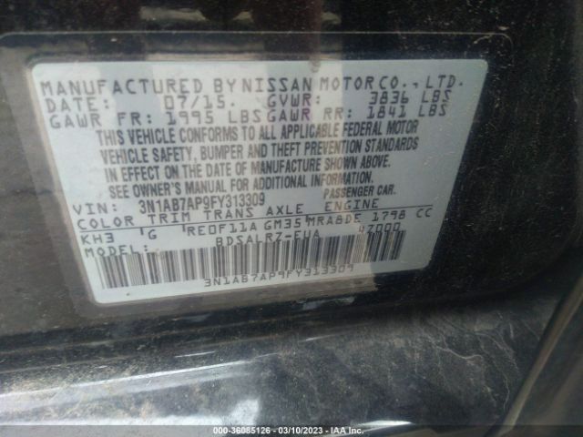 3N1AB7AP9FY313309 Nissan SENTRA SR