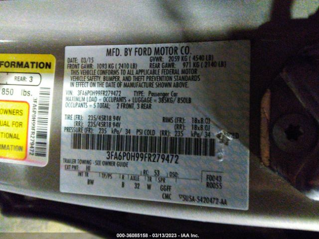 3FA6P0H99FR279472 Ford FUSION SE