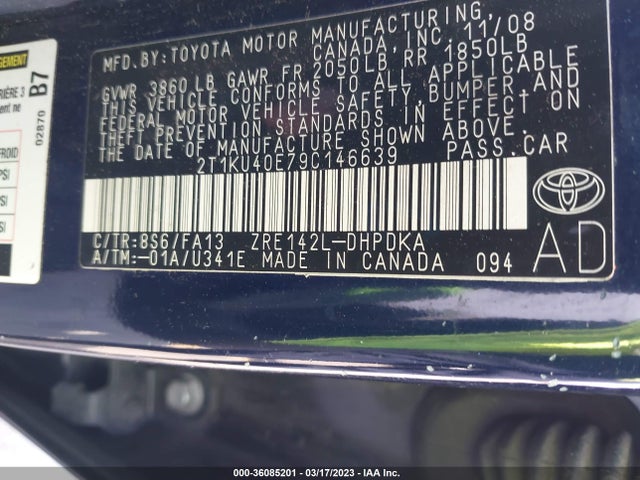 Toyota Matrix 2009 2T1KU40E79C146639 Image 11