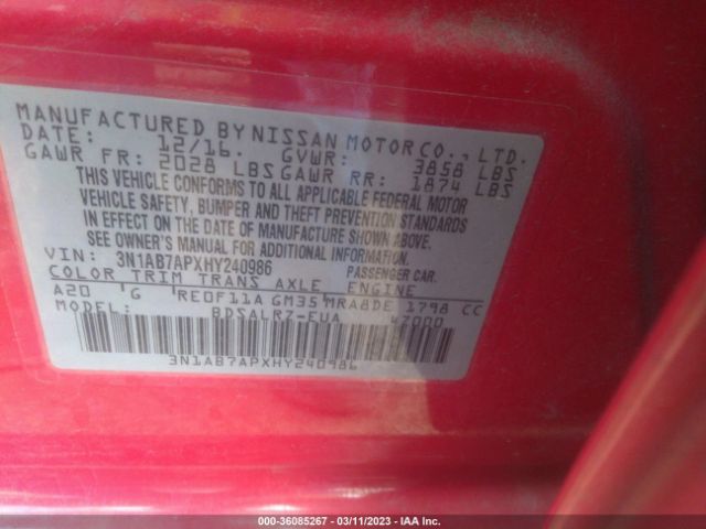 3N1AB7APXHY240986 Nissan SENTRA SR
