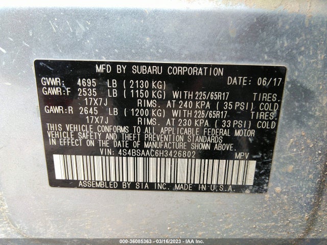 Subaru Outback 2017 4S4BSAAC6H3426802 Image 9