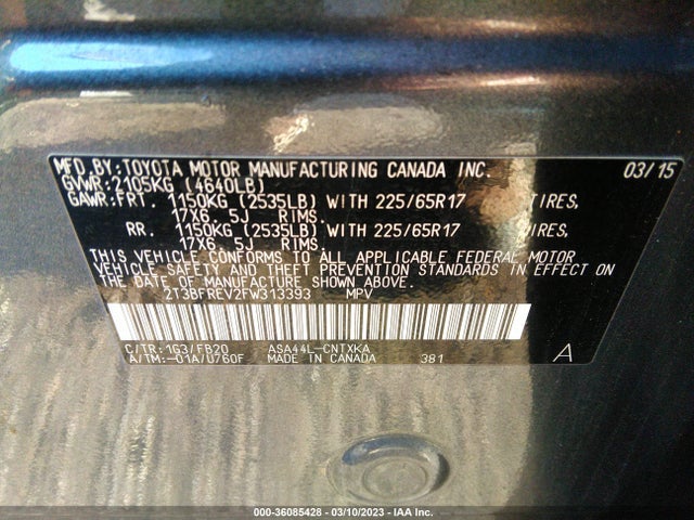 Toyota RAV4 LE 2015 2T3BFREV2FW313393 Image 10