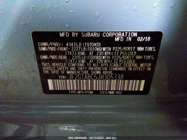 JF2GTABC5JH305338 Subaru Crosstrek Premium