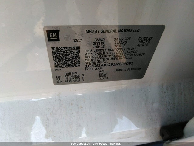 GMC YUKON SLE 2018 1GKS1AKC9JR224081 Image 10