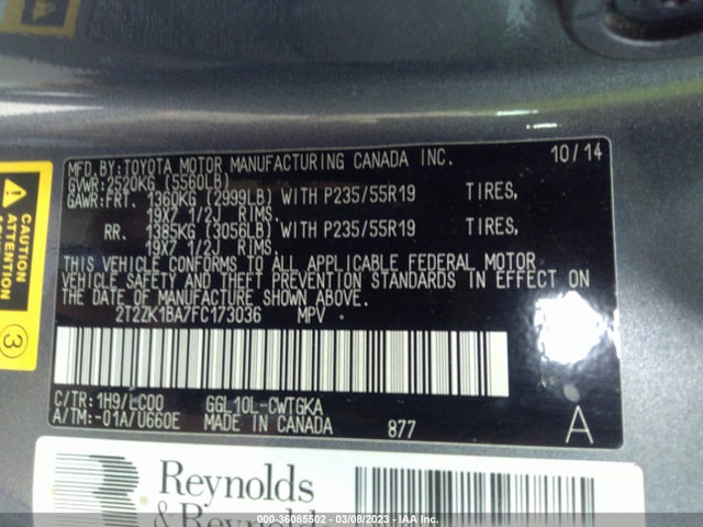 Lexus RX 350 2015 2T2ZK1BA7FC173036 Image 11