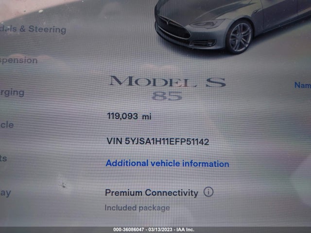 5YJSA1H11EFP51142 Tesla Model S 60 Kwh Battery/p85