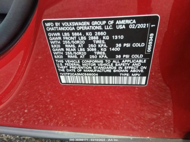 2021 VOLKSWAGEN ATLAS 1V2TP2CA3MC566004 Photo 8