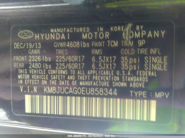 Hyundai TUCSON SE 2014 KM8JUCAG0EU858344 Image 10