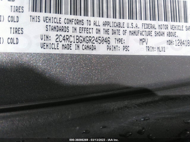 2C4RC1BGXGR245046 Chrysler Town & Country Touring