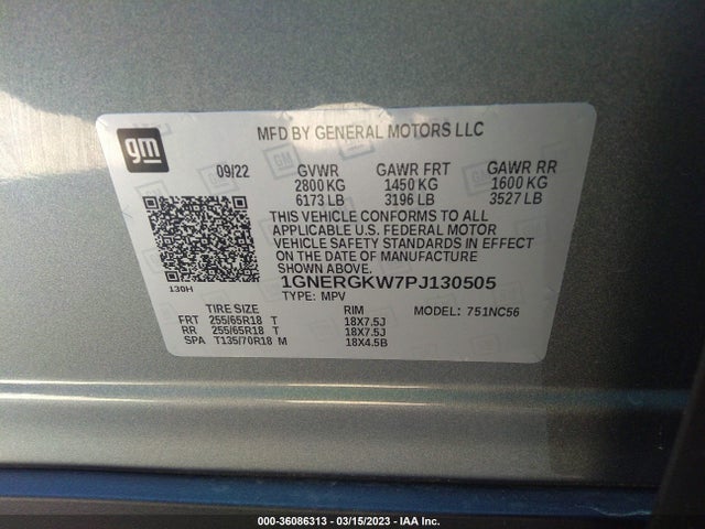 2023 Chevrolet Traverse, VIN: 1GNERGKW7PJ130505
