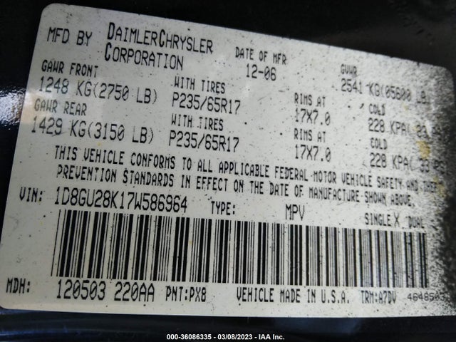 Dodge NITRO SXT 2007 1D8GU28K17W586964 Image 10