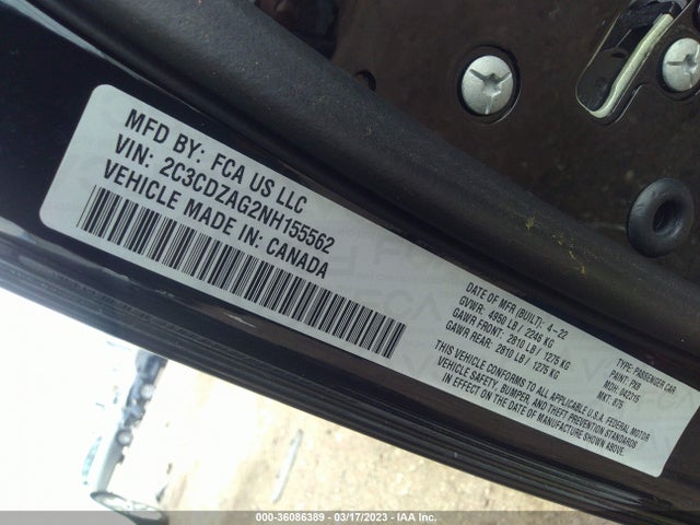 Dodge Challenger Sxt 2022 2C3CDZAG2NH155562 Image 9
