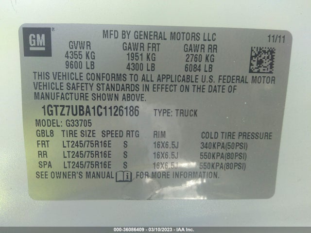 GMC SAVANA CARGO VAN 2012 1GTZ7UBA1C1126186 Image 10