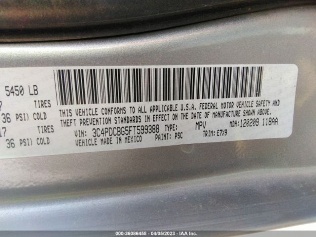 3C4PDCBG5FT599388 Dodge Journey Sxt