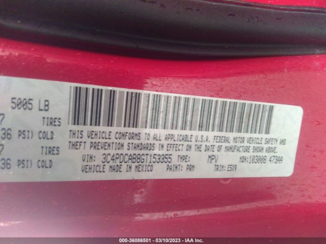 3C4PDCAB8GT153355 Dodge JOURNEY SE
