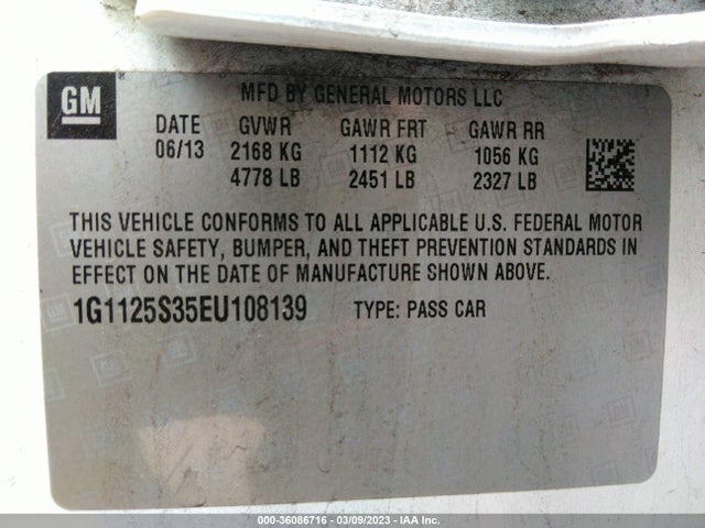 Chevrolet IMPALA LT 2014 1G1125S35EU108139 Image 11