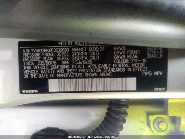 YV4612RK6F2639680 Volvo Xc60 T5