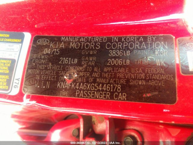KNAFK4A6XG5446178 KIA FORTE LX