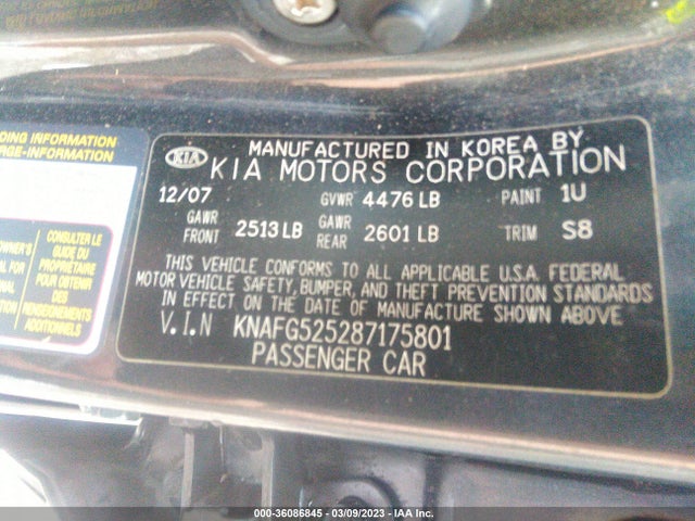 2008 KIA RONDO LX VIN: KNAFG525287175801