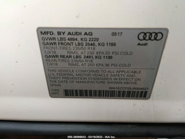 WA1ECCFS5JR004527 Audi Q3 Premium/sport Premium
