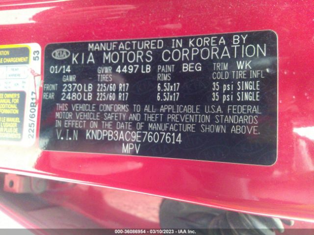 KNDPB3AC9E7607614 KIA Sportage Lx