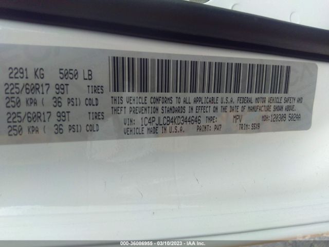 1C4PJLCB4KD344646 Jeep Cherokee Latitude