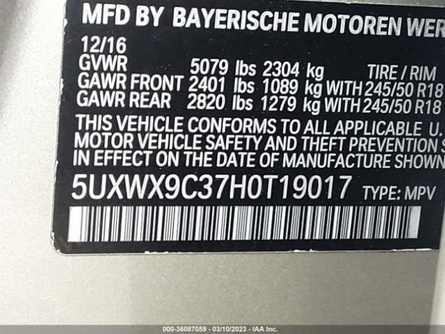 5UXWX9C37H0T19017 BMW X3 Xdrive28i