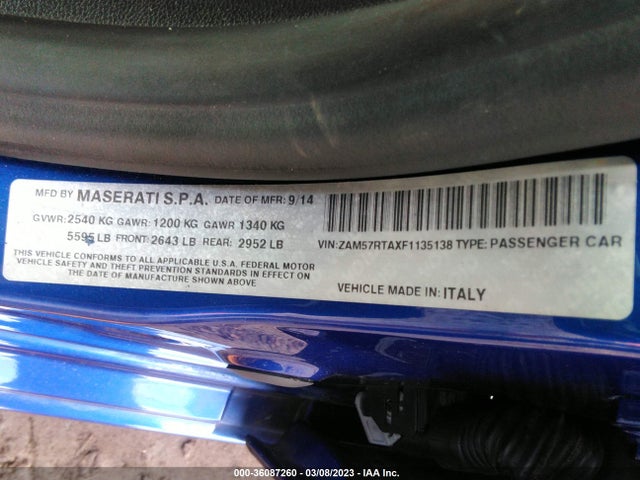 ZAM57RTAXF1135138 Maserati Ghibli