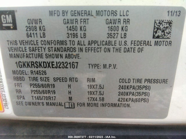 GMC ACADIA SLT 2014 1GKKRSKDXEJ232167 Image 10