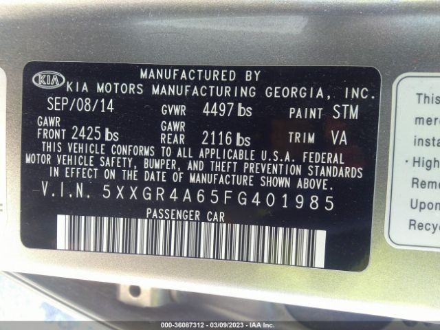 5XXGR4A65FG401985 KIA Optima Sx Turbo